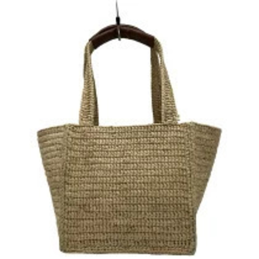 Celine Triomphe Raffia Cube Bag Beige Cream Black Handbag - Picture 2 of 12